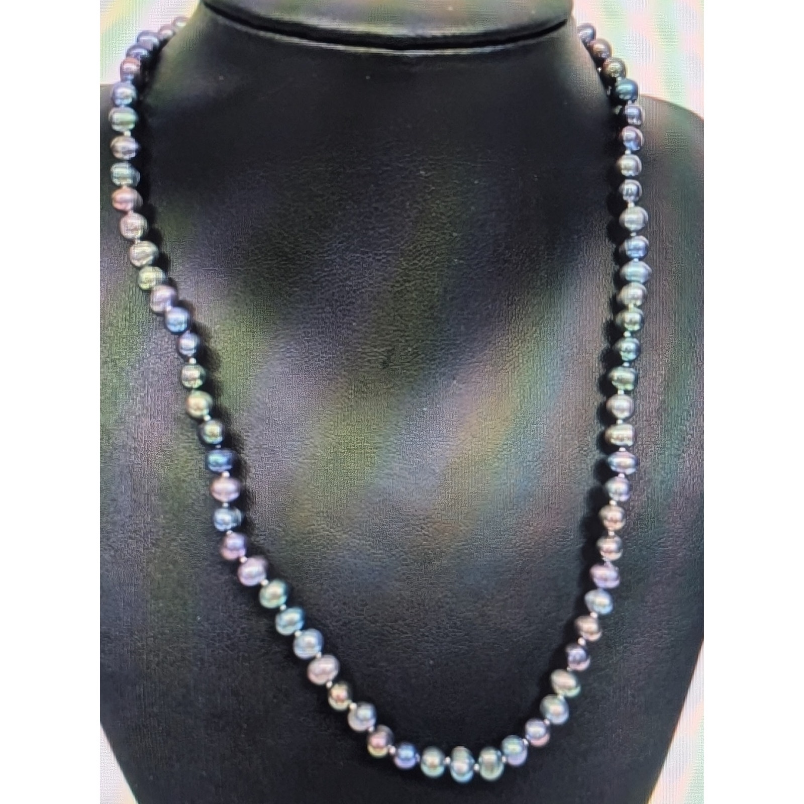 Jcm 10k Yellow Gold Hand Knotted Blue Lavender Genuine Freshwater 17.5